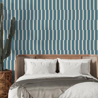 Joshua Tree Desert Oasis Wallpaper - Retro Minimalist Stripe in 5 Calming Colors