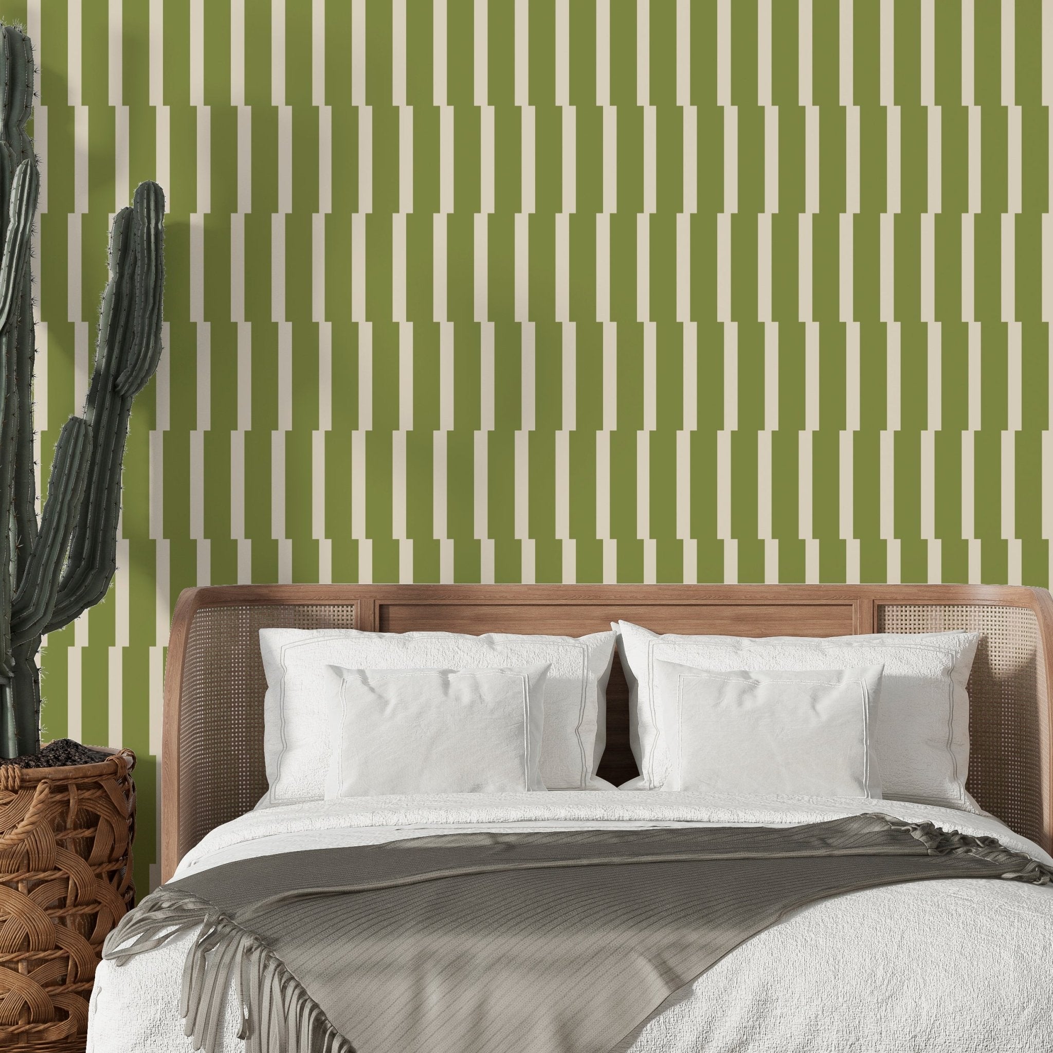 Joshua Tree Desert Oasis Wallpaper - Retro Minimalist Stripe in 5 Calming Colors
