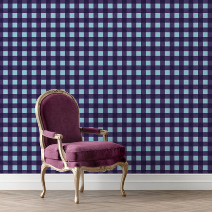 Modern Gingham Wallpaper in Raspberry, Grape or Bright Green