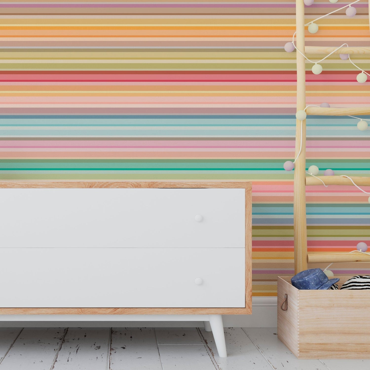 Painted Desert Stripe | Soft Pastel Horizontal Stripe Wallpaper | Boho Southwest Bedroom | Modern Colorful Home Decor | Peel and Stick or Paste | USA Made
