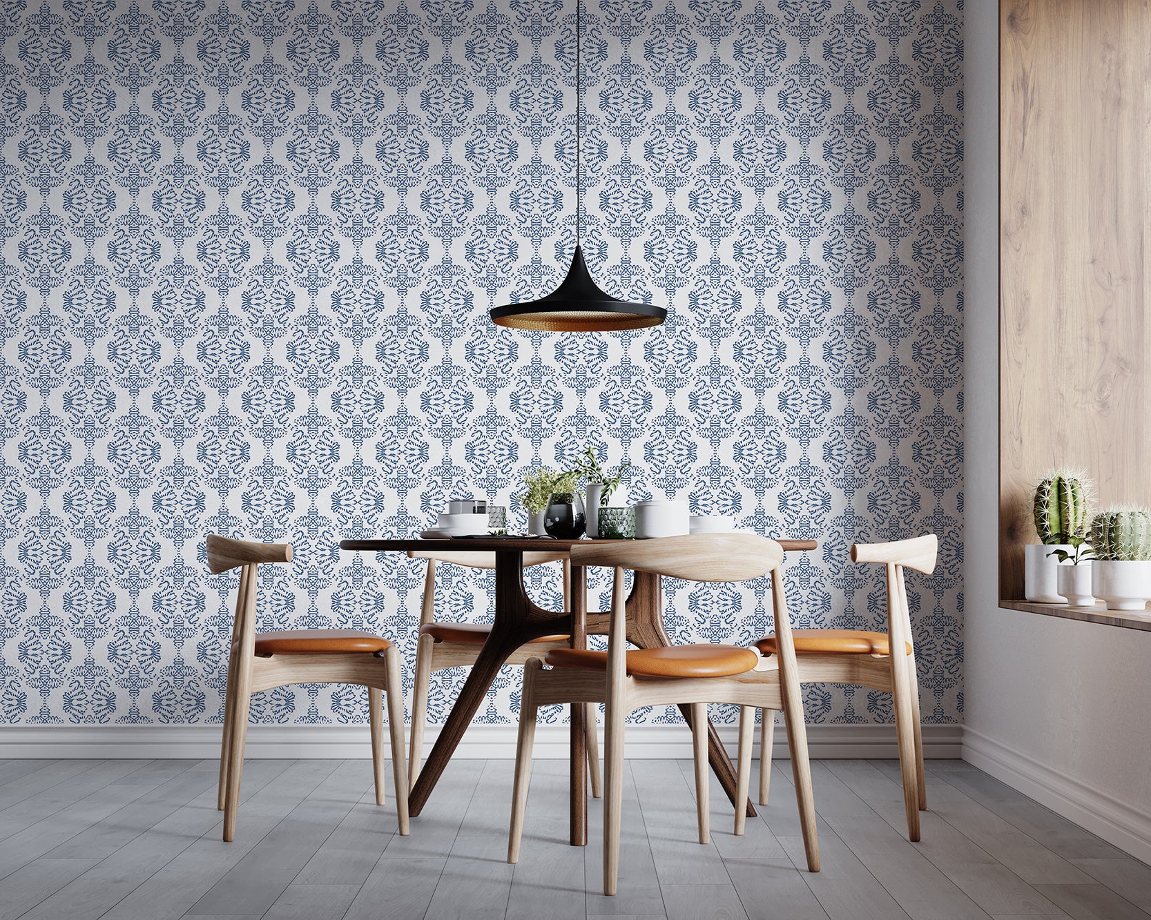 Blue Damask Wallpaper for a Vintage or Traditional Look