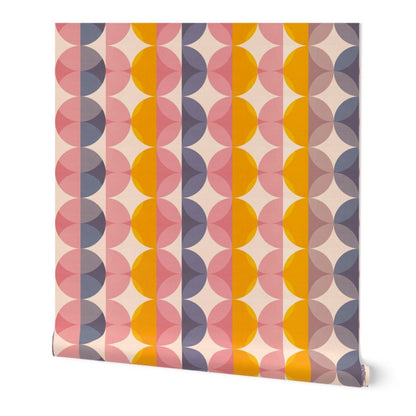 Pink Orange Retro Modern Nursery Wallpaper | Kids Room Wall Decor | Mid-Century Children&