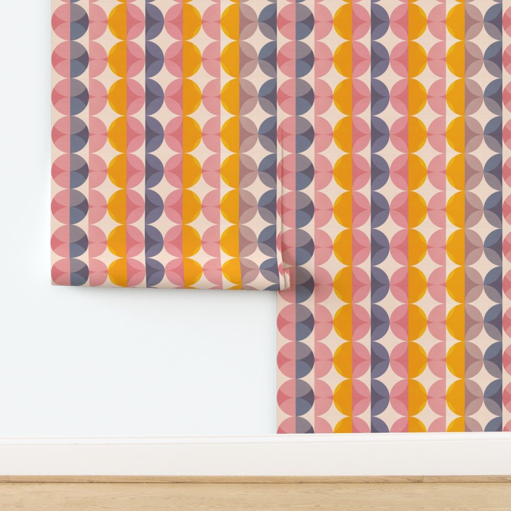 Pink Orange Retro Modern Nursery Wallpaper | Kids Room Wall Decor | Mid-Century Children&