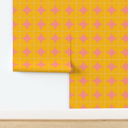 Pink Lemonade - Bold Retroi Gold &amp; Pink Wallpaper