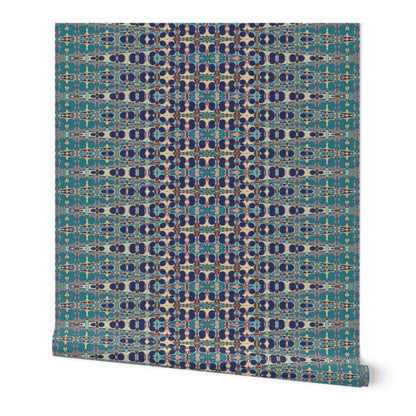Vintage Sari Inspired Blue Wallpaper for Bohemian Style - Wallpaper | Victoria Bright Home - Colorful Modern Wallpaper For Your Home - Peel and Stick Removeable Sample 11 x 24 inches blue sari - abstract,bedroom,blue,dining,kitchen,living,nursery,traditional,vintage