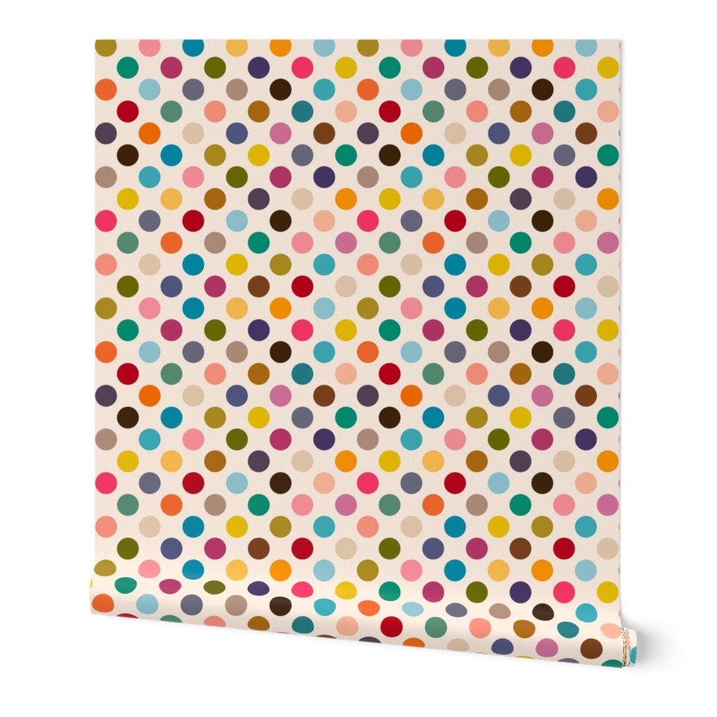 Mid Century Micro Dot Wallpaper with Fresh Retro Colors - Wallpaper | Victoria Bright Home - Colorful Modern Wallpaper For Your Home - Peel and Stick Removeable Sample 11 x 24 inches multicolor micro dot - bedroom,dots,feminine,kids,kitchen,mid century,modern,multicolor,nursery,office,retro,vintage