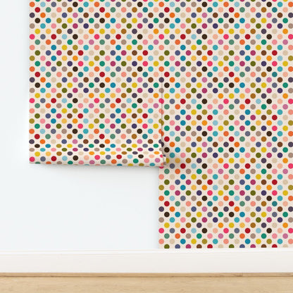 Mid Century Micro Dot Wallpaper with Fresh Retro Colors - Wallpaper | Victoria Bright Home - Colorful Modern Wallpaper For Your Home - - bedroom,dots,feminine,kids,kitchen,mid century,modern,multicolor,nursery,office,retro,vintage