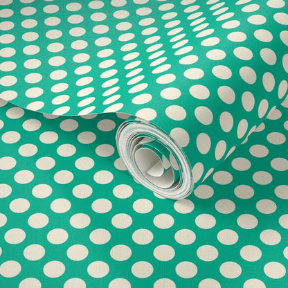 Modernist Mini Dot Wallpaper in Nostalgic Colors for Mid Century Modern Decor - Wallpaper | Victoria Bright Home - Colorful Modern Wallpaper For Your Home - - bedroom,blue,dining,dots,feminine,green,kids,kitchen,mid century,modern,nursery,office,red,retro,sixties,yellow