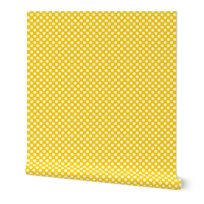 Modernist Mini Dot Wallpaper in Nostalgic Colors for Mid Century Modern Decor - Wallpaper | Victoria Bright Home - Colorful Modern Wallpaper For Your Home - Peel and Stick Removeable Sample 11 x 24 inches yellow mod mini dot dark - bedroom,blue,dining,dots,feminine,green,kids,kitchen,mid century,modern,nursery,office,red,retro,sixties,yellow