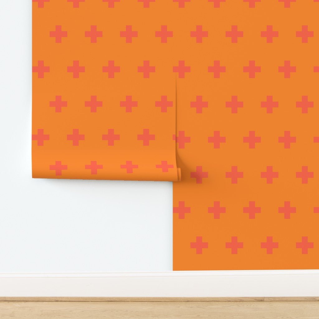Swiss Cross Bold Colorful Wallpaper is Renter Friendly