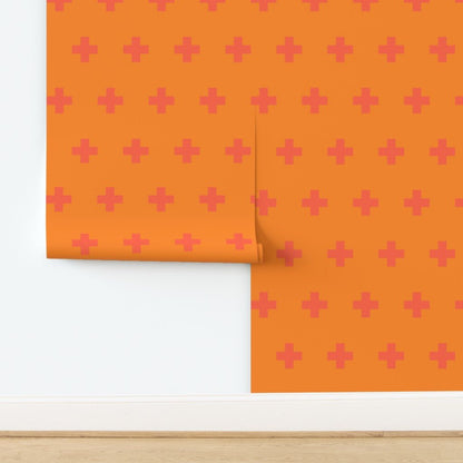 Swiss Cross Bold Colorful Wallpaper is Renter Friendly