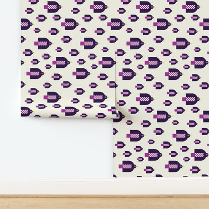 Folk Art Bird Wallpaper for a Country Living Inspired Decor Theme