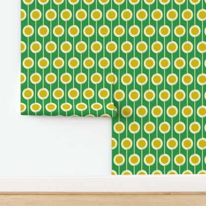 Modernist Floral Wallpaper in Five Bright Retro Colors