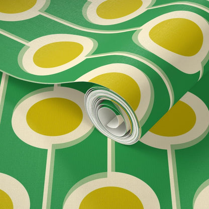 Modernist Floral Wallpaper in Five Bright Retro Colors