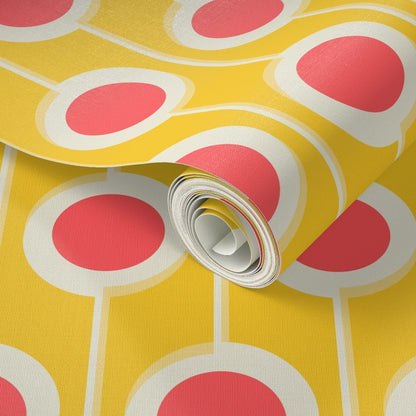 Modernist Floral Wallpaper in Five Bright Retro Colors