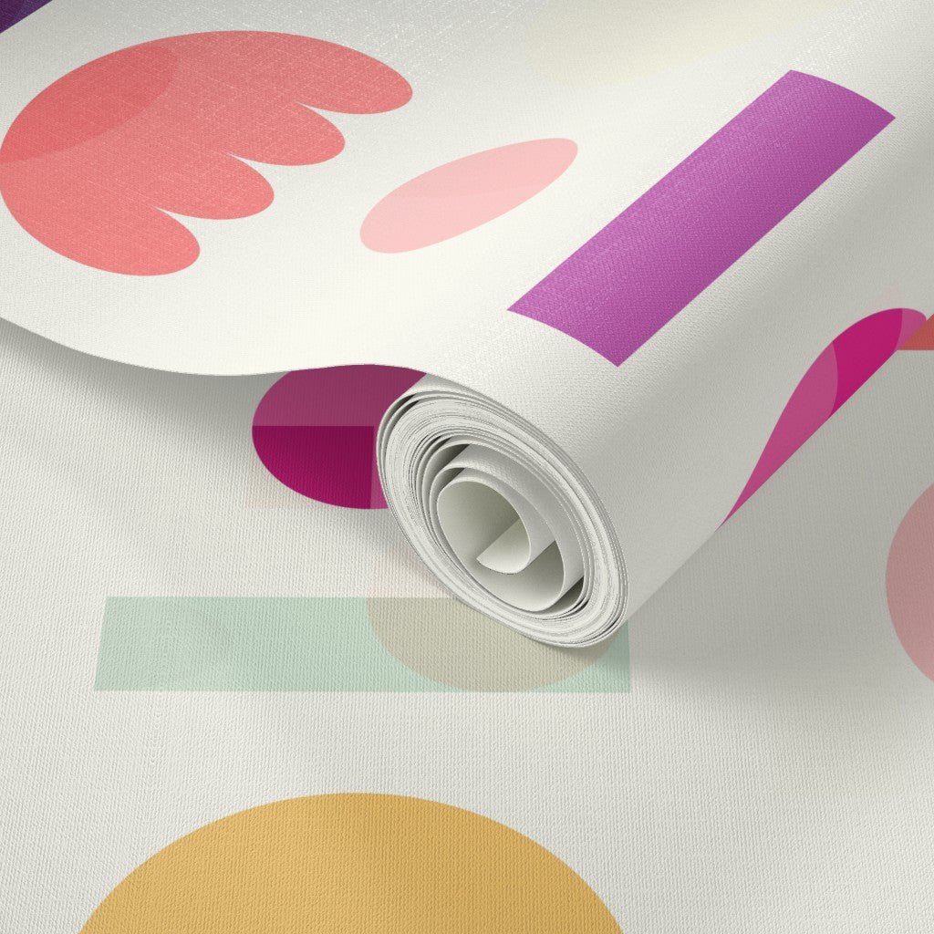 Scandinavian Floral Wallpaper - Modernist Blomma Design in Bright Pastel Mix