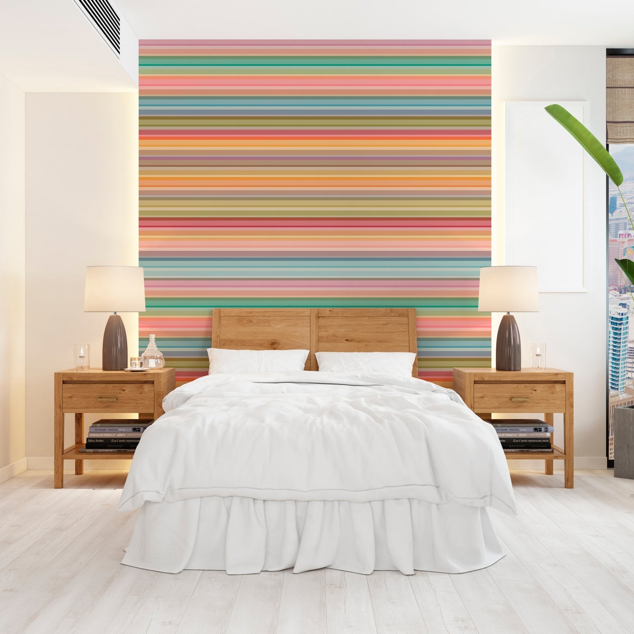 Painted Desert Stripe | Soft Pastel Horizontal Stripe Wallpaper | Boho Southwest Bedroom | Modern Colorful Home Decor | Peel and Stick or Paste | USA Made