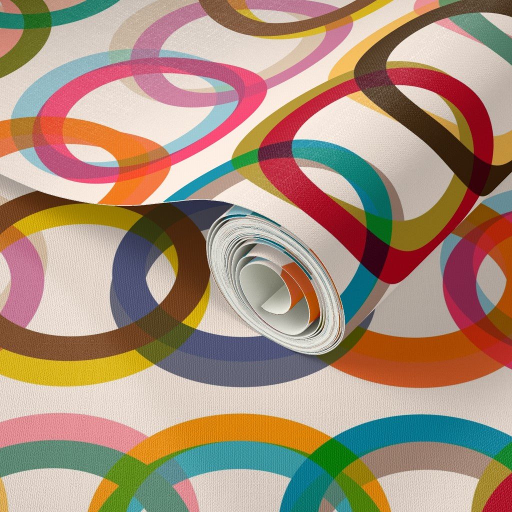 Willoughby Double Rings Retro Modern Wallpaper