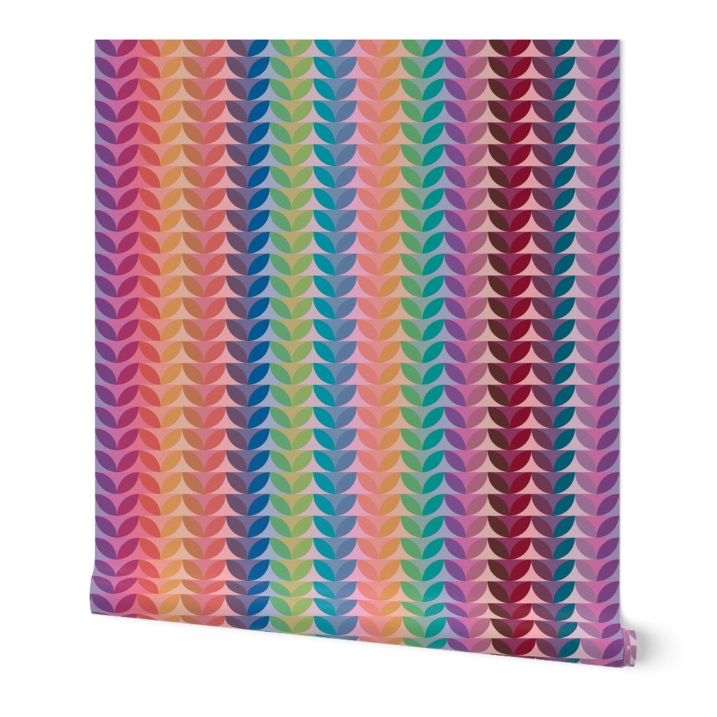 Bejeweled Rainbow Striped Modern Wallpaper