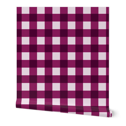 Modern Gingham Wallpaper in Raspberry, Grape or Bright Green