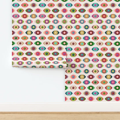 Retro Novelty Eyeball Wallpaper - Fun Novelty Peepers Design for Kids &amp; Bathrooms