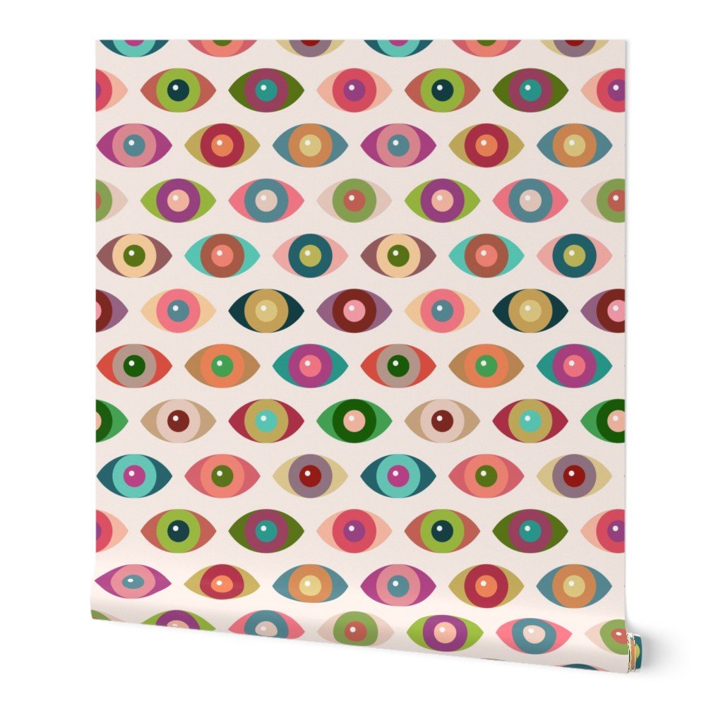 Retro Novelty Eyeball Wallpaper - Fun Novelty Peepers Design for Kids &amp; Bathrooms