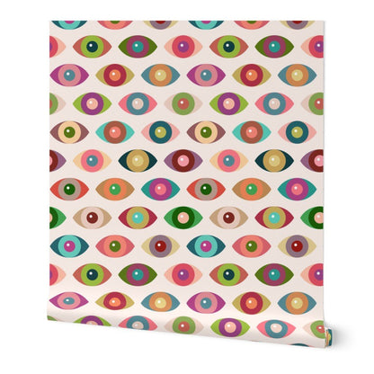 Retro Novelty Eyeball Wallpaper - Fun Novelty Peepers Design for Kids &amp; Bathrooms