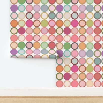 Retro Modern Earthy Circles Wallpaper - Mid-Century Nursery &amp; Kids Room Decor