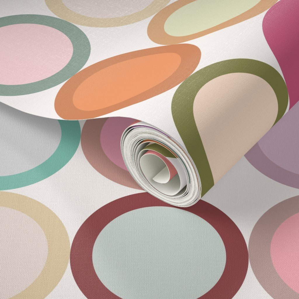 Retro Modern Earthy Circles Wallpaper - Mid-Century Nursery &amp; Kids Room Decor