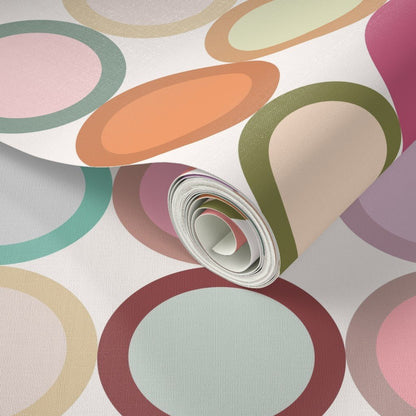 Retro Modern Earthy Circles Wallpaper - Mid-Century Nursery &amp; Kids Room Decor