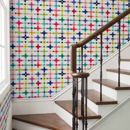 Retro Modern Cross Pattern Wallpaper - Mid-Century Scandinavian Design