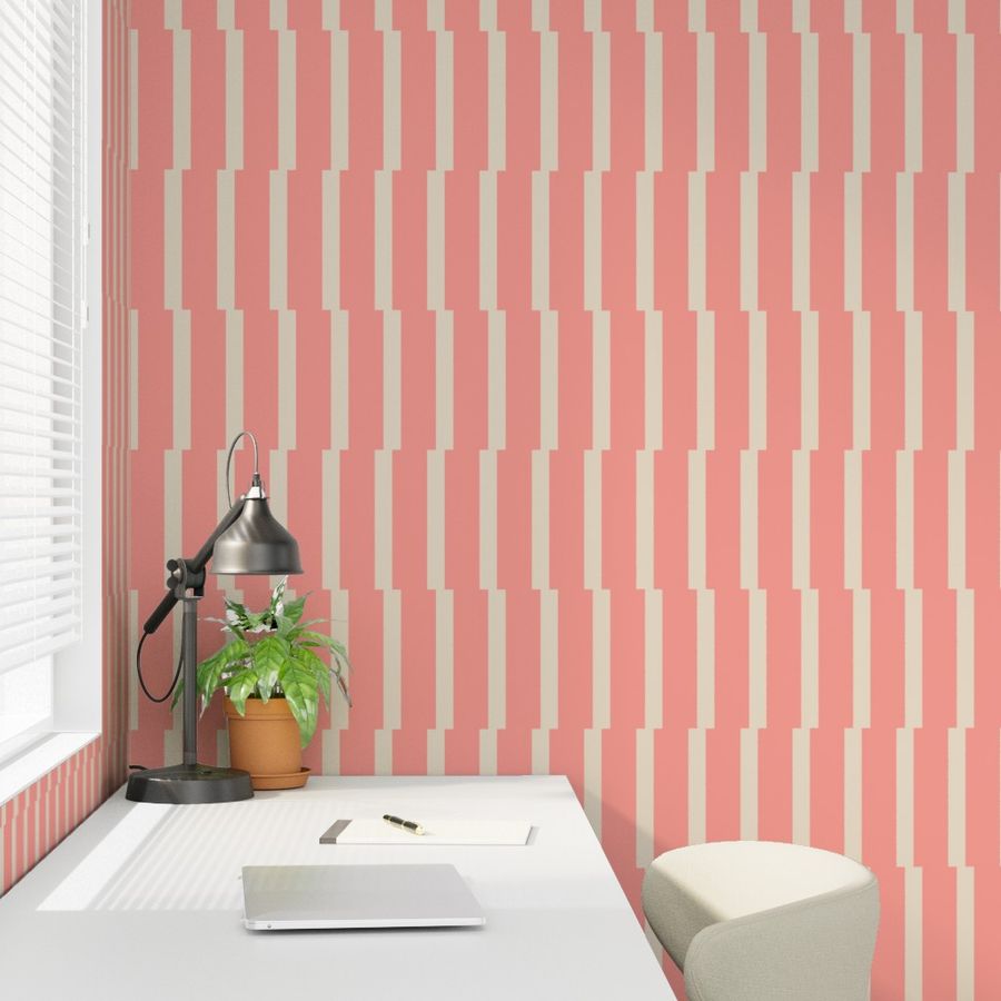 Joshua Tree Desert Oasis Wallpaper - Retro Minimalist Stripe in 5 Calming Colors