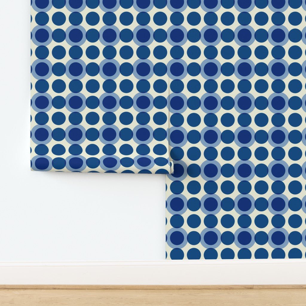 Blueberry Retro Wallpaper - Mid-Century Modern Blue Dot Pattern