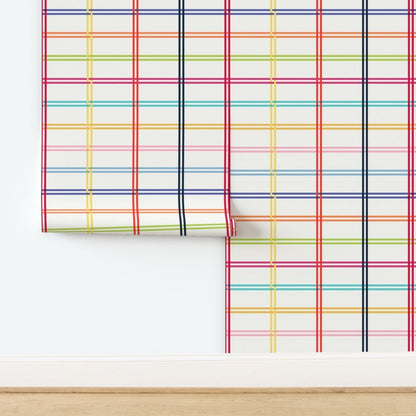 Lollipop Plaid Wallpaper – Retro Candy Stripe Pattern | Victoria Bright Home