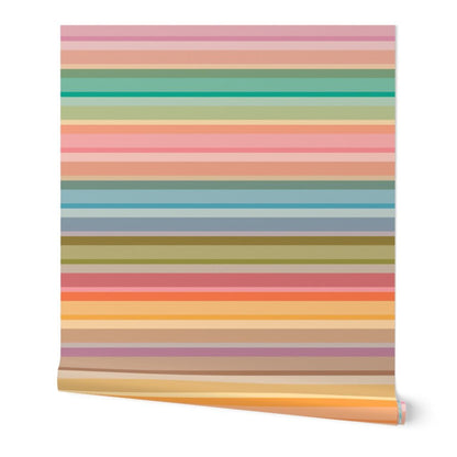 Painted Desert Stripe | Soft Pastel Horizontal Stripe Wallpaper | Boho Southwest Bedroom | Modern Colorful Home Decor | Peel and Stick or Paste | USA Made