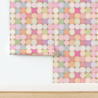 Macaron Dot - Soft Pastel Polka Dot Mid Century Wallpaper