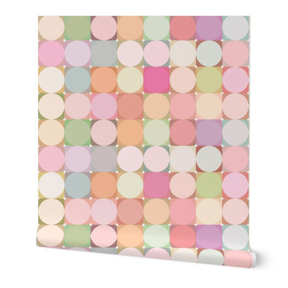 Macaron Dot - Soft Pastel Polka Dot Mid Century Wallpaper
