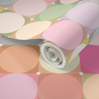 Macaron Dot - Soft Pastel Polka Dot Mid Century Wallpaper