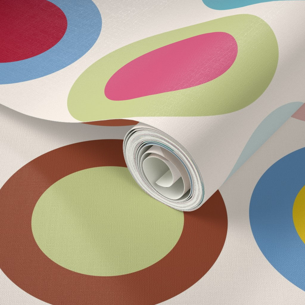 Spin Cycle Wallpaper - Mid Century Modern Circle Pattern