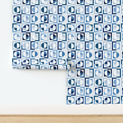 Shaken Not Stirred Retro Geometric Wallpaper | Circle Checkerboard Pattern