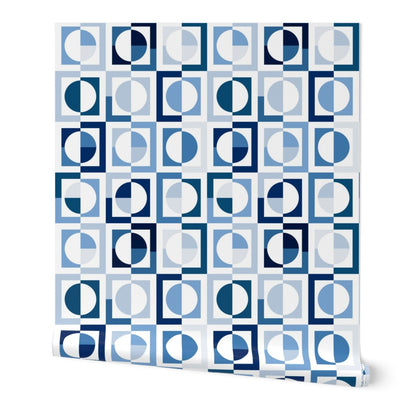 Shaken Not Stirred Retro Geometric Wallpaper | Circle Checkerboard Pattern