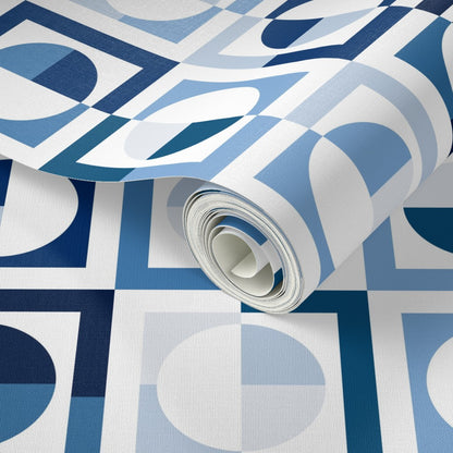 Shaken Not Stirred Retro Geometric Wallpaper | Circle Checkerboard Pattern