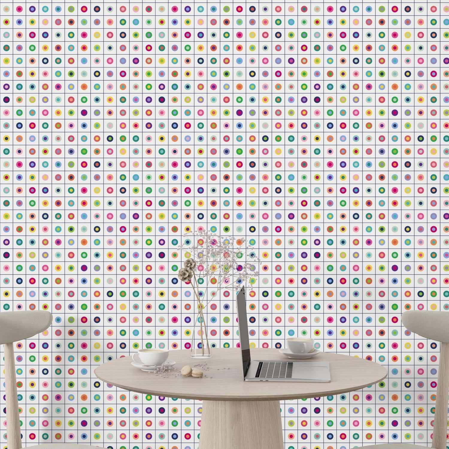 Pop Art Button Wallpaper for a Retro Modern Feel
