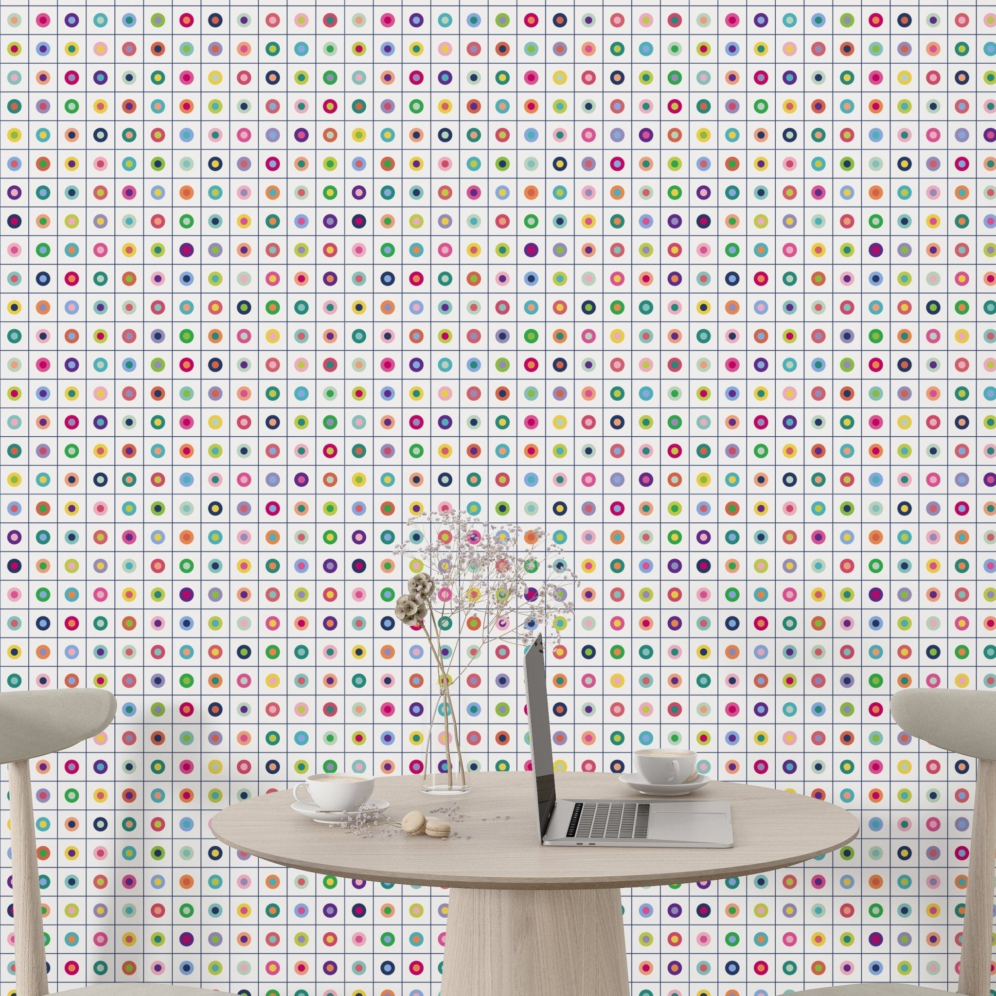 Pop Art Button Wallpaper for a Retro Modern Feel