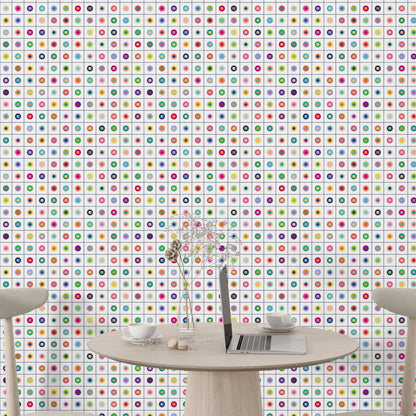 Pop Art Button Wallpaper for a Retro Modern Feel