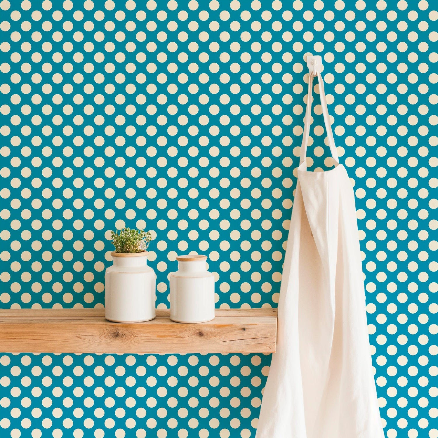 Modernist Mini Dot Wallpaper in Nostalgic Colors for Mid Century Modern Decor - Wallpaper | Victoria Bright Home - Colorful Modern Wallpaper For Your Home - - bedroom,blue,dining,dots,feminine,green,kids,kitchen,mid century,modern,nursery,office,red,retro,sixties,yellow