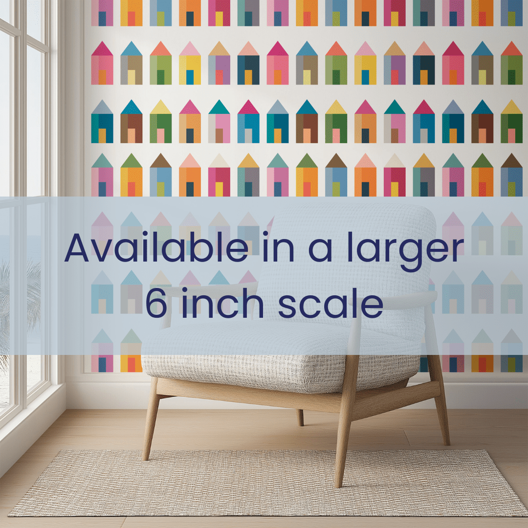 Tiny House Wallpaper - 3" Miniature Home Pattern for Nursery &amp; Modern Decor