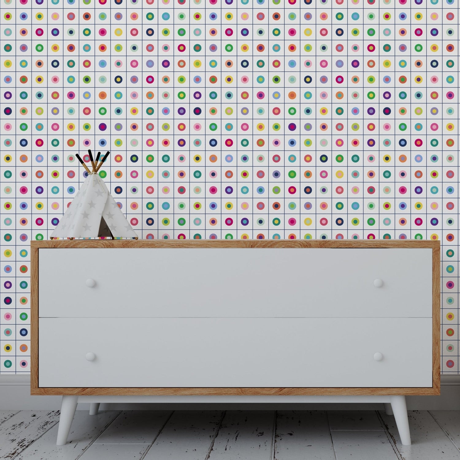 Pop Art Button Wallpaper for a Retro Modern Feel