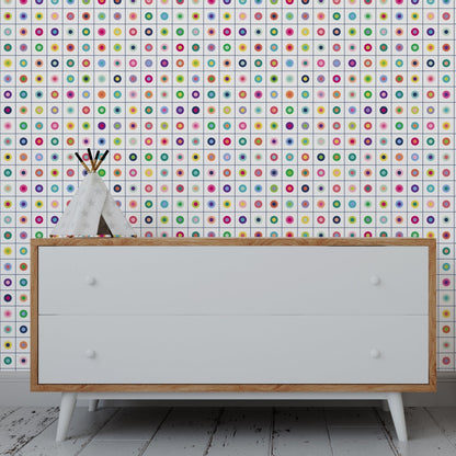 Pop Art Button Wallpaper for a Retro Modern Feel