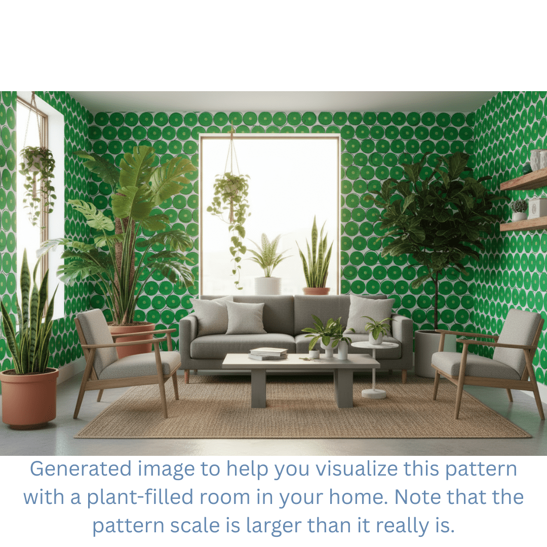 Curly on Cue Bright Green Modern Wallpaper